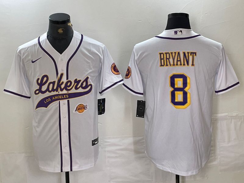 Men Los Angeles Lakers 8 Bryant White Jointly Nike 2024 NBA Jersey style 3